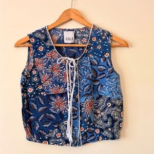 RAGA Women's Blue Floral Sleeveless Blouse